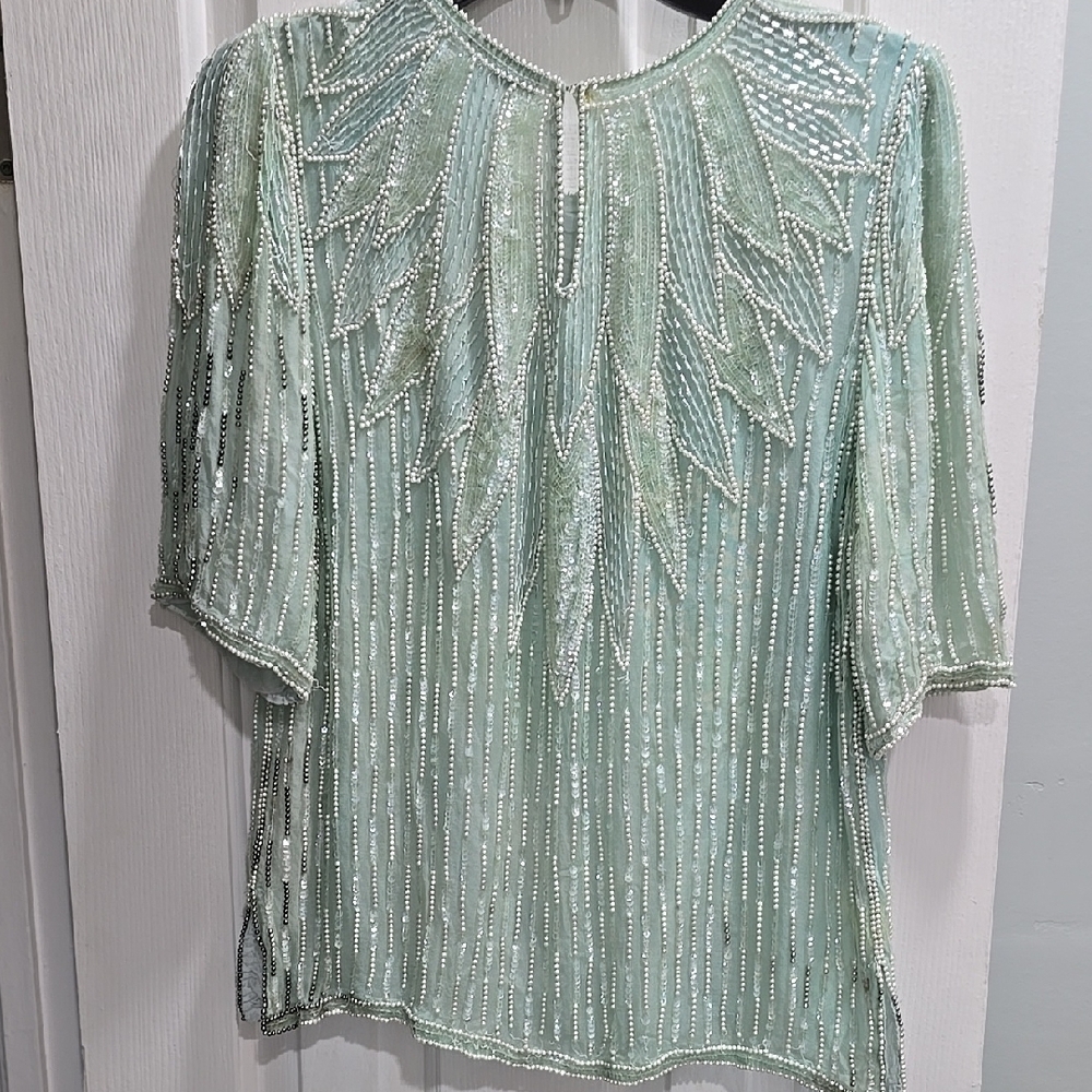Mark and John Vintage Beaded 2pc Set in Light Green Size L - Picture 7 of 14